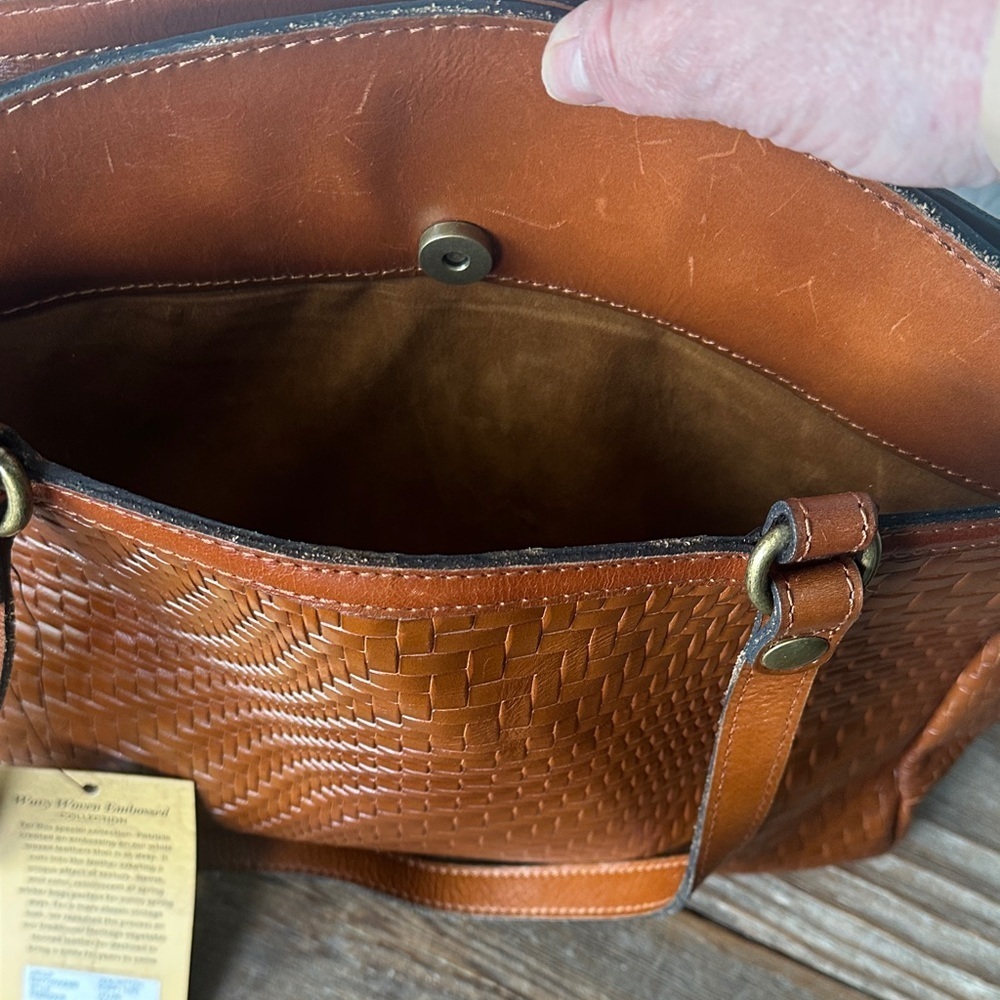 Patricia Nash Woven Leather Shoulder Bag in Warm Brown - Picture 8 of 10
